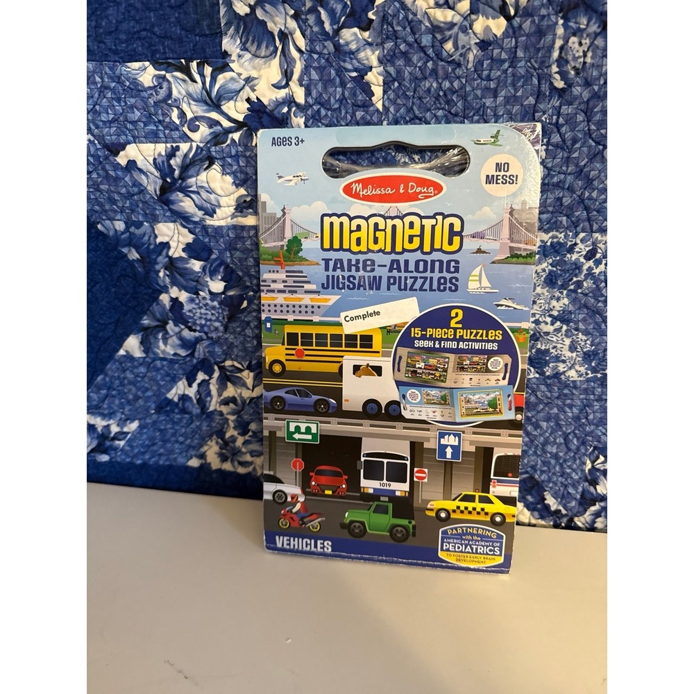 Melissa & Doug Magnetic Take-Along Jigsaw Puzzles Vehicles 2 Puzzles 32830